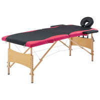 vidaXL Mesa de massagens dobrável 2 zonas madeira rosa