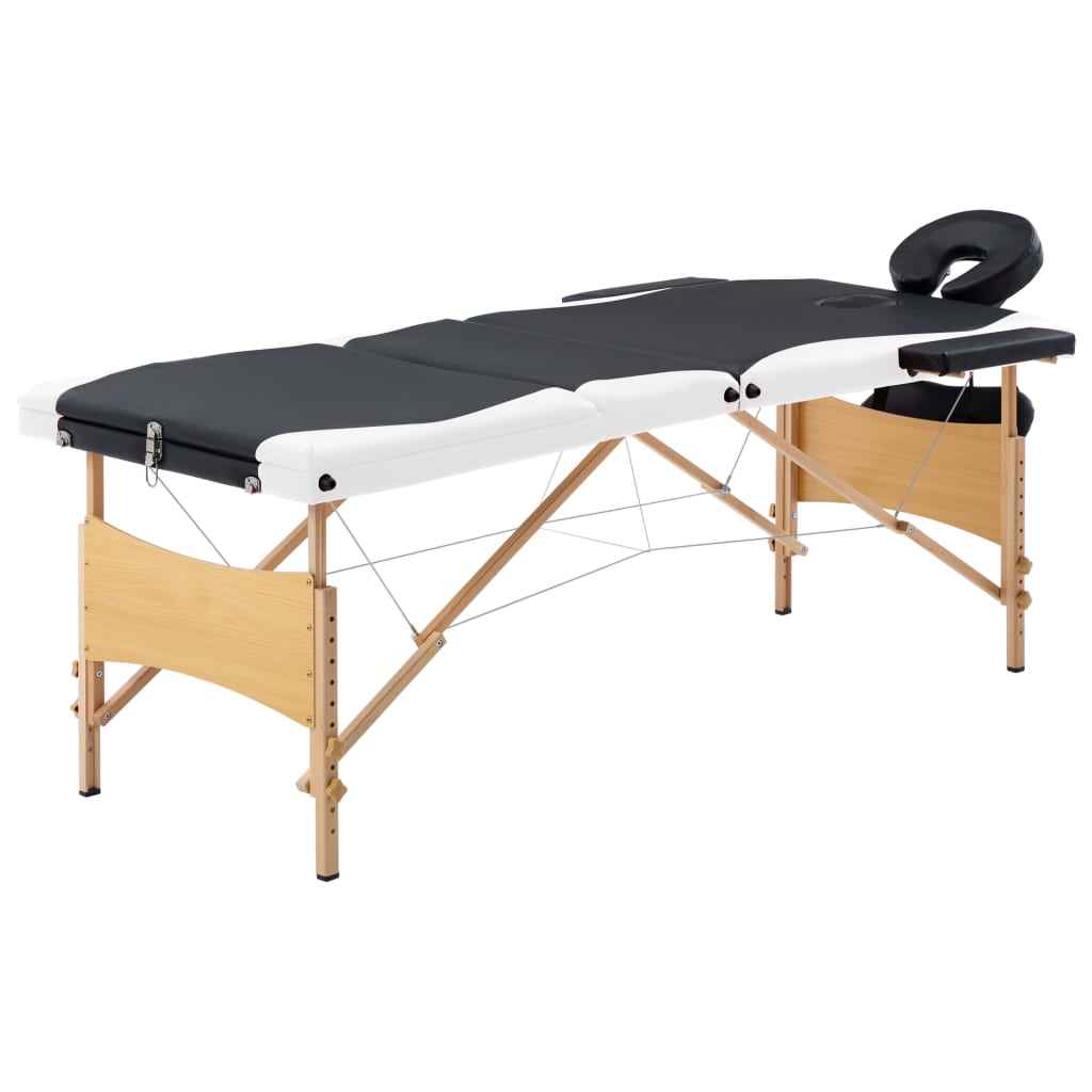 vidaXL Mesa de massagens dobrável 3 zonas madeira rosa