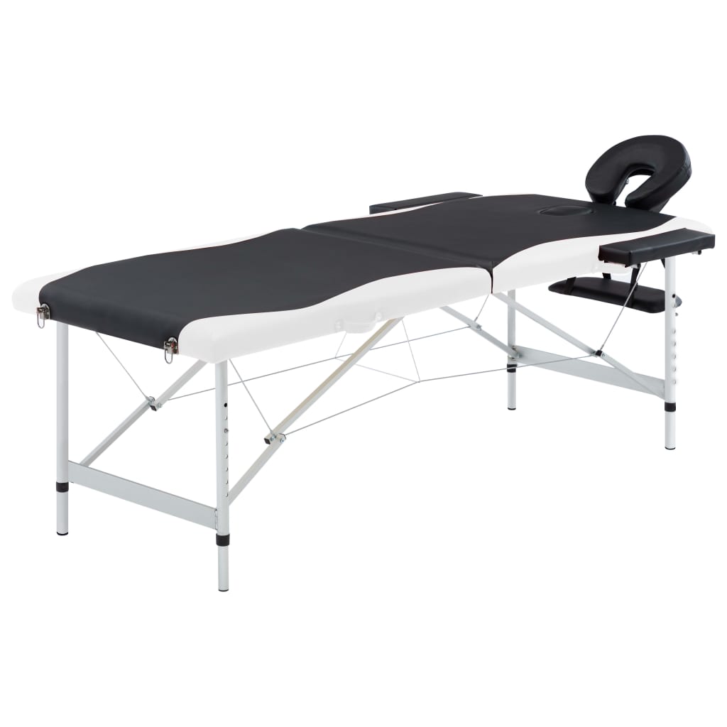 vidaXL Mesa de massagens dobrável 2 zonas alumínio rosa
