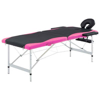 vidaXL Mesa de massagens dobrável 2 zonas alumínio rosa