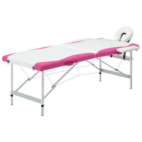 vidaXL Mesa de massagens dobrável 2 zonas alumínio rosa