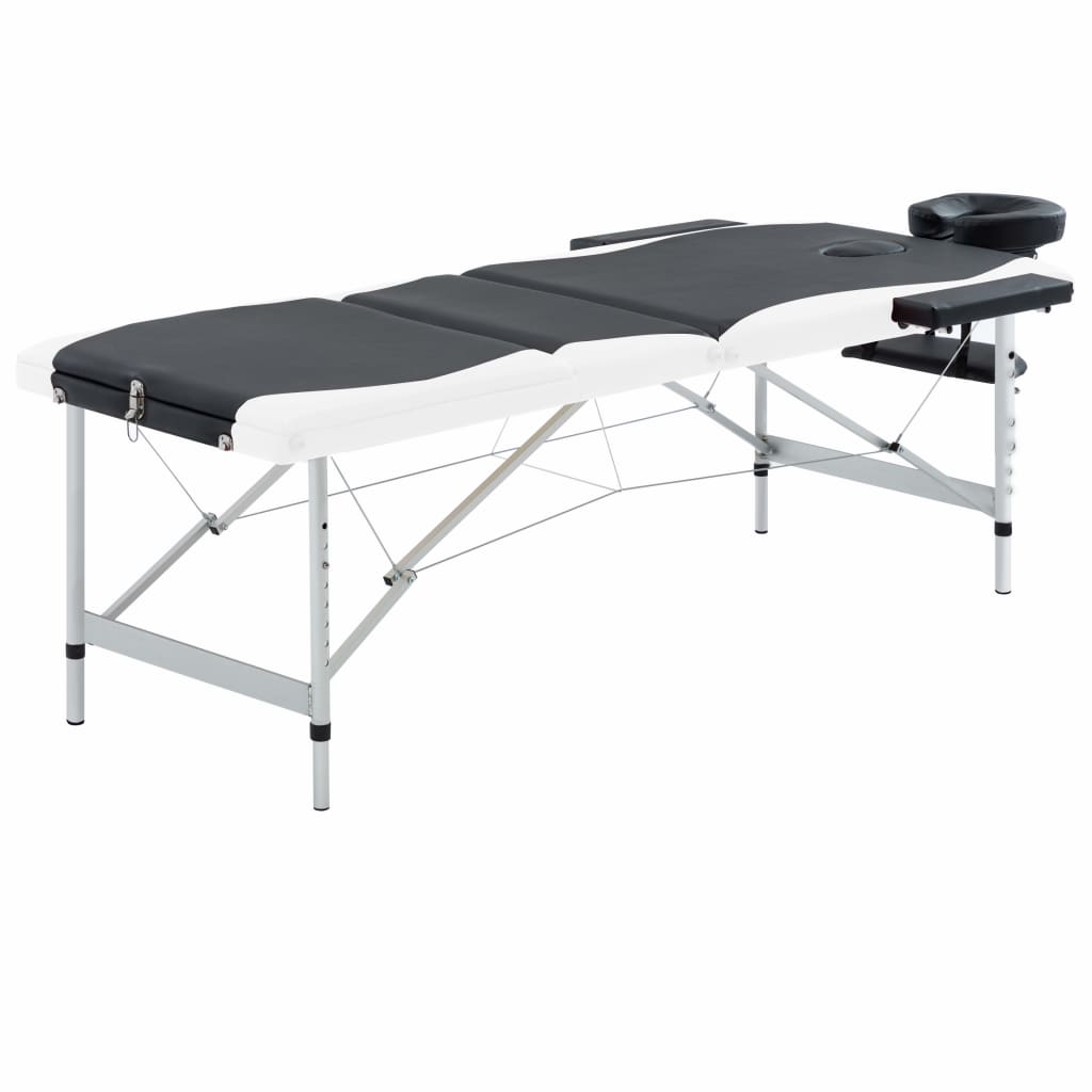 vidaXL Mesa de massagens dobrável 3 zonas alumínio rosa