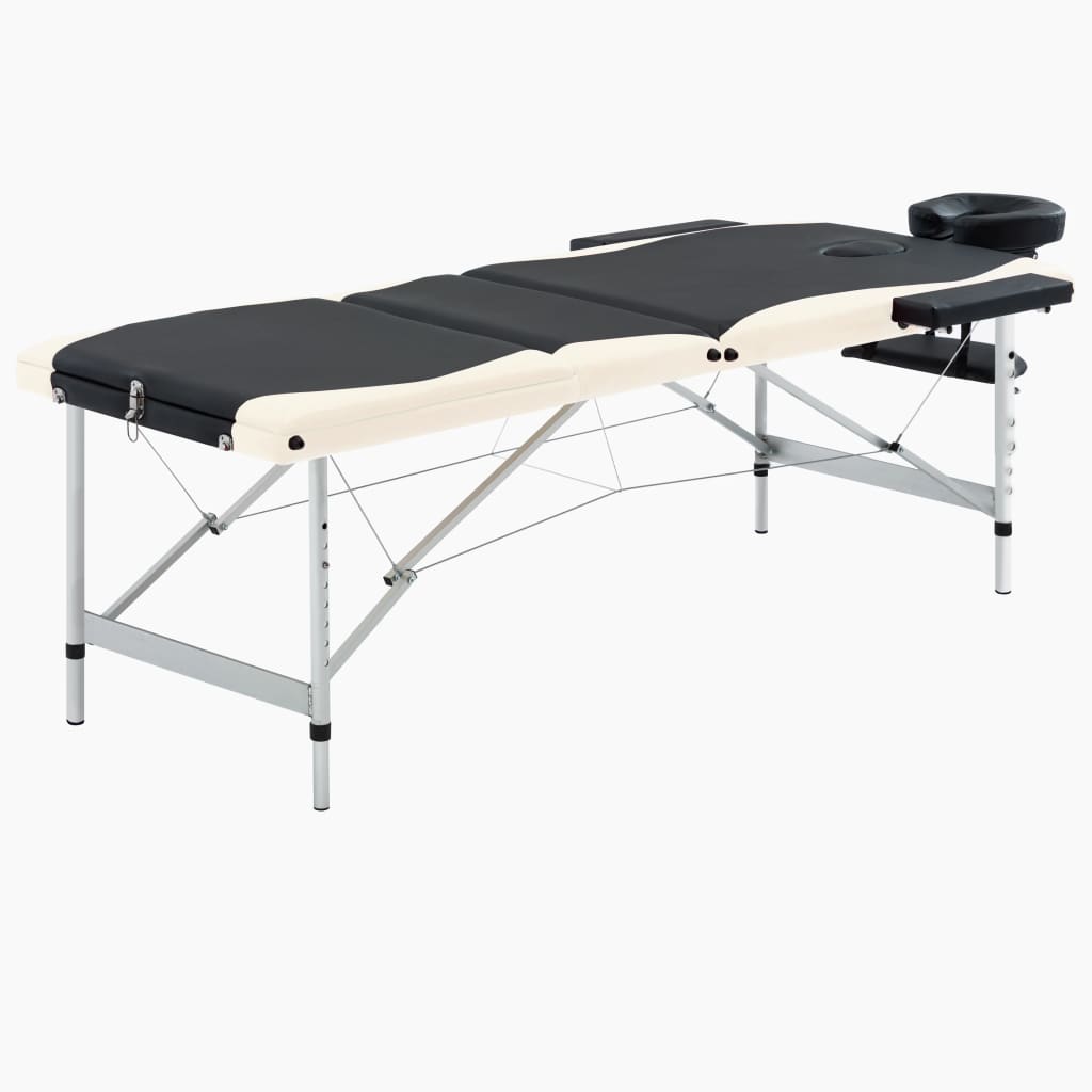 vidaXL Mesa de massagens dobrável 3 zonas alumínio rosa