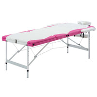 vidaXL Mesa de massagens dobrável 3 zonas alumínio rosa