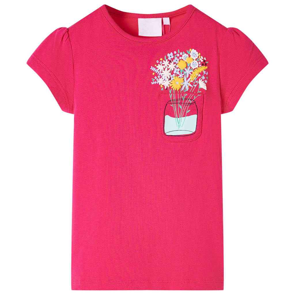 T-shirt infantil rosa brilhante 92