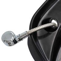 vidaXL Cadeira de salão/cabeleireiro com lavatório couro artificial preto