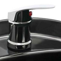 vidaXL Cadeira de salão/cabeleireiro com lavatório couro artificial preto