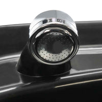 vidaXL Cadeira de salão/cabeleireiro com lavatório couro artificial preto