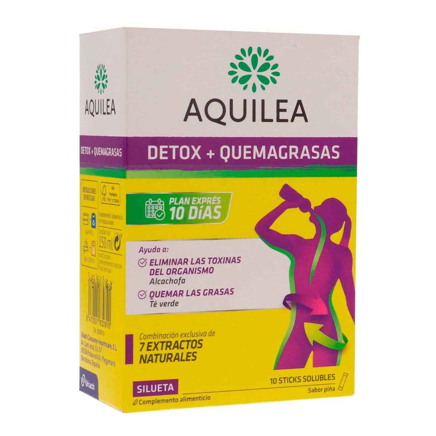 Aquilea Detox + Quemagrasas Tratamiento 10 Dias Stick Solubles 1Un