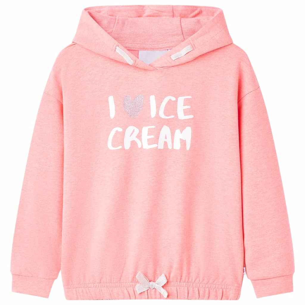 Sweatshirt para criança com capuz rosa-brilhante 92