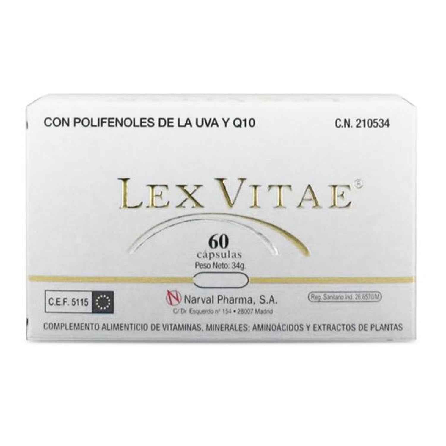 Lex Vitae Q10 Y Polifenoles De Uva Complemento Alimenticio De Vitaminas 60Un