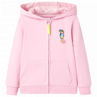 Sweatshirt para criança com capuz e fecho rosa-brilhante 92