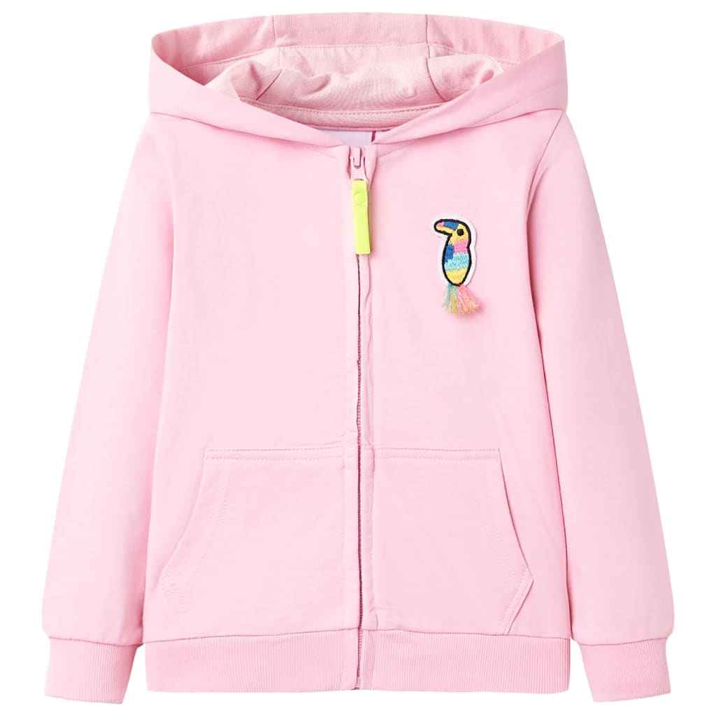 Sweatshirt para criança com capuz e fecho rosa-brilhante 92