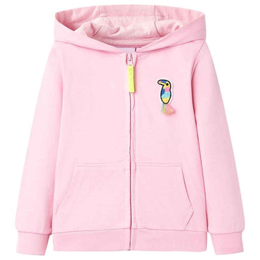 Sweatshirt para criança com capuz e fecho rosa-brilhante 92