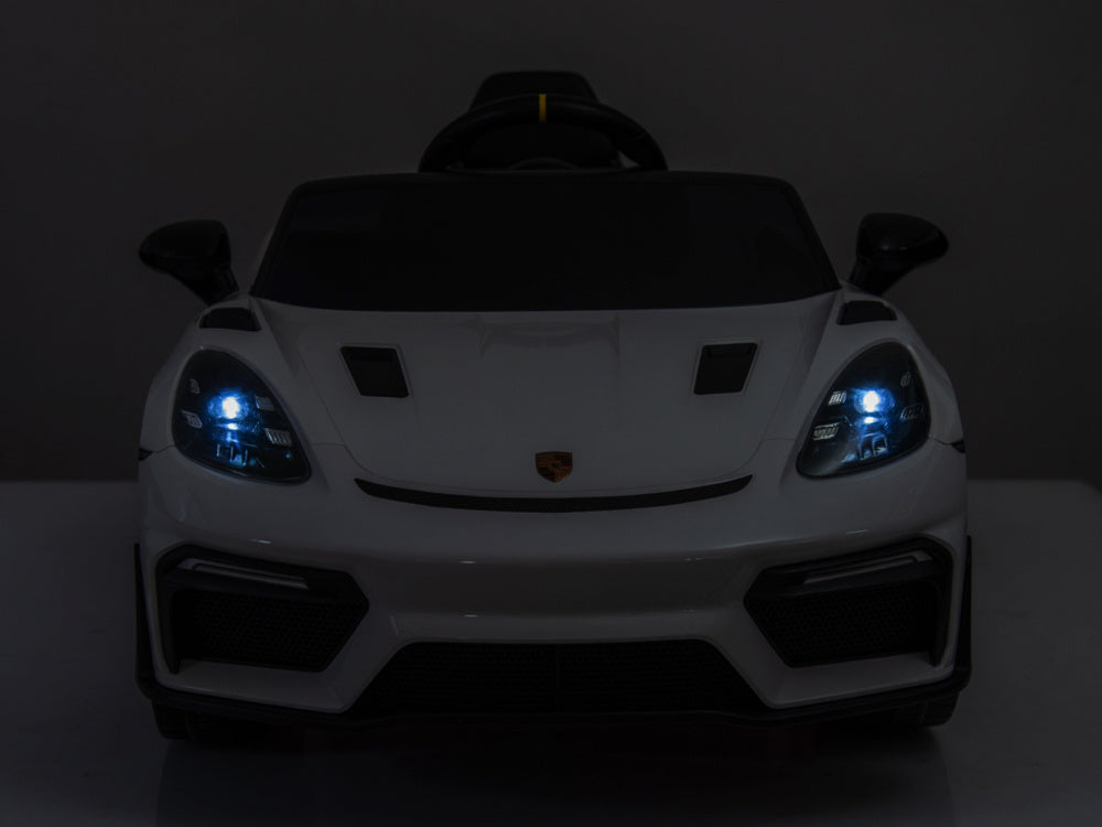 Porsche Spyder RS, 12 volt Kinder Accu Auto, rubberen banden, leder zitje en meer!