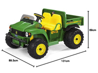 John Deere 12 volt elektrische kinder tractor met werkende graafarm en kantel bak duits engels frans vertaling