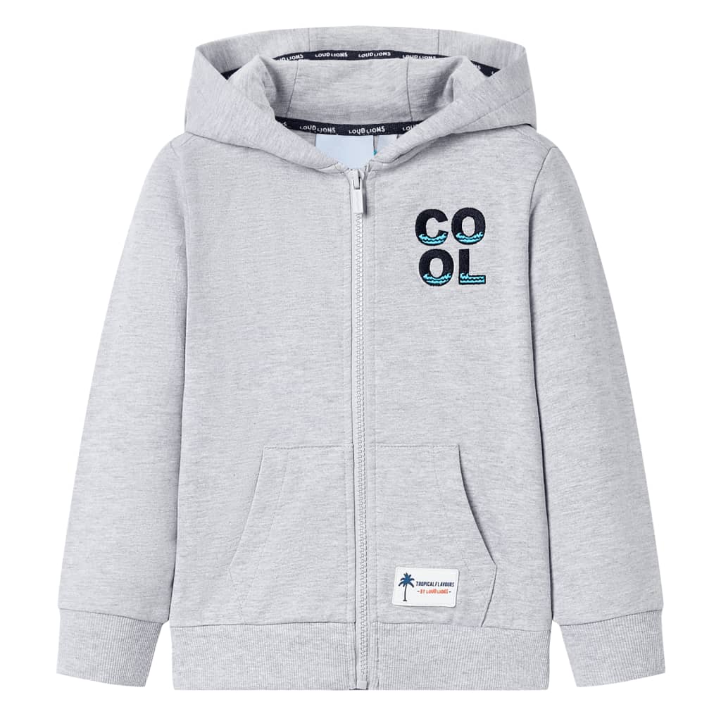 Sweatshirt para criança com capuz e fecho azul-escuro mesclado 92