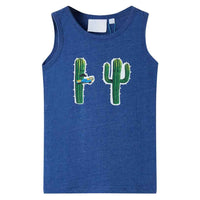 T-shirt de manga cava criança azul-escuro mesclado 92