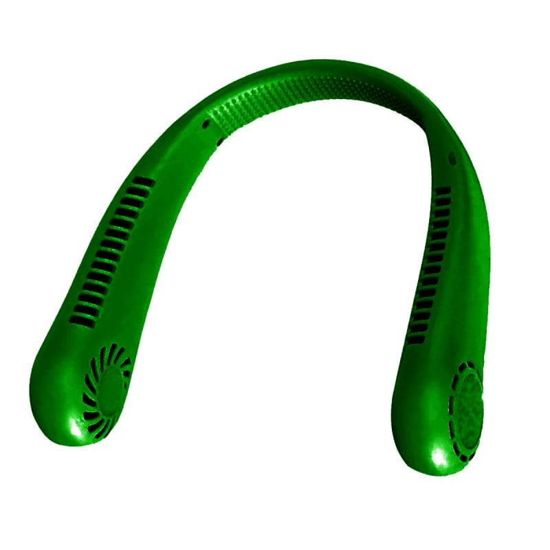 Klack Ventoinha de Pescoço Recarregável USB Ajustável 3 Velocidades 1200mAh Verde