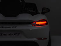 Porsche Spyder RS, 12 volt Kinder Accu Auto, rubberen banden, leder zitje en meer!