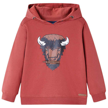 Sweatshirt infantil com capuz vermelho-queimado 92