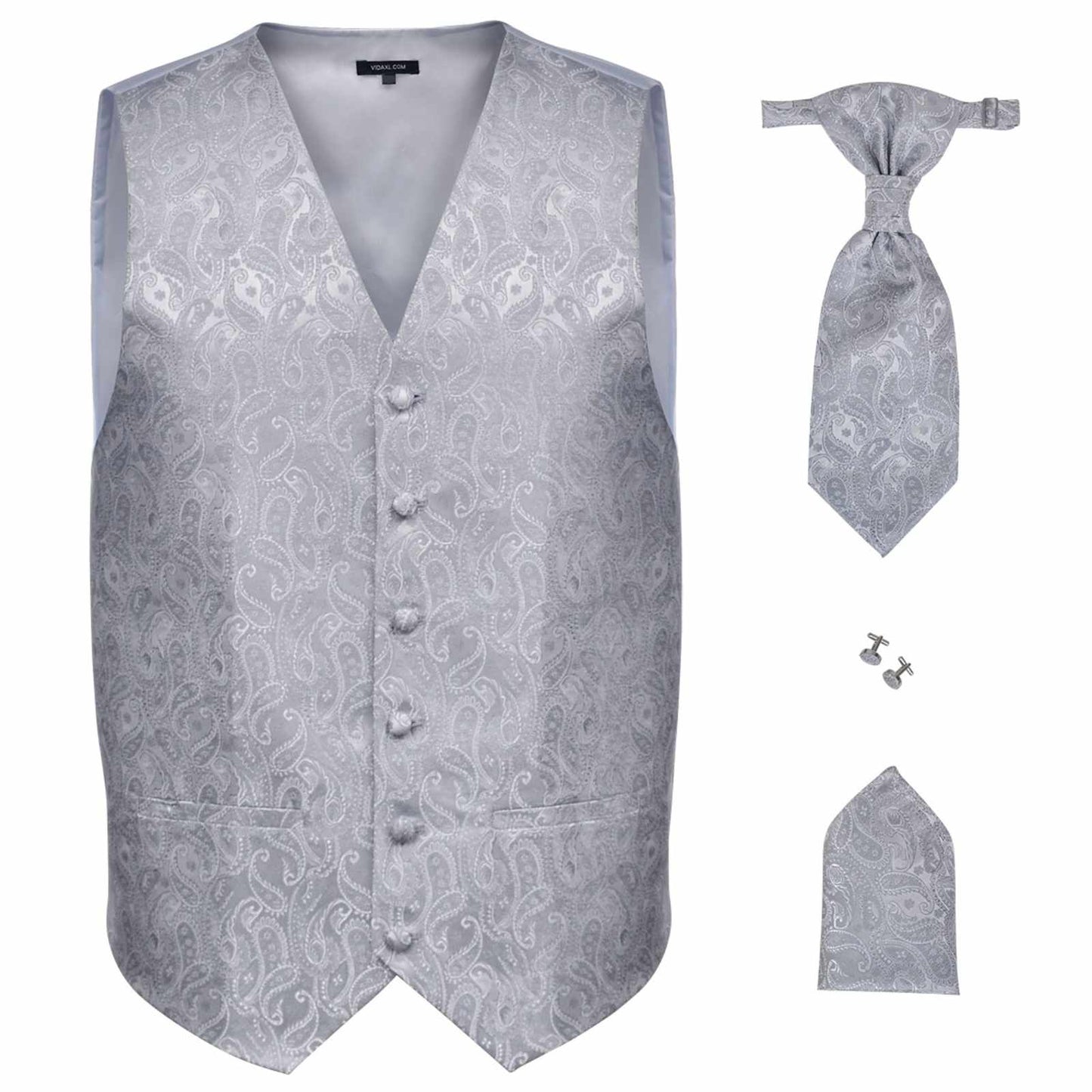 vidaXL Conjunto de Colete Masculino para Casamento Prateado 56