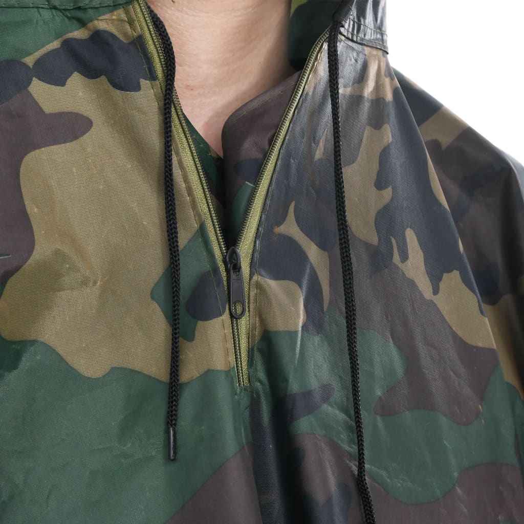 vidaXL Poncho para a chuva impermeável campismo/caminhadas camuflagem