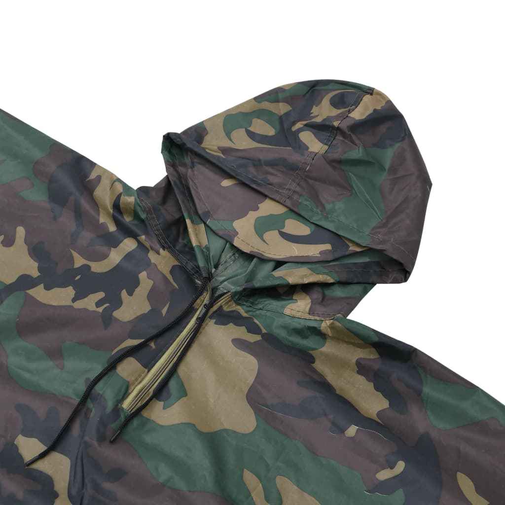vidaXL Poncho para a chuva impermeável campismo/caminhadas camuflagem