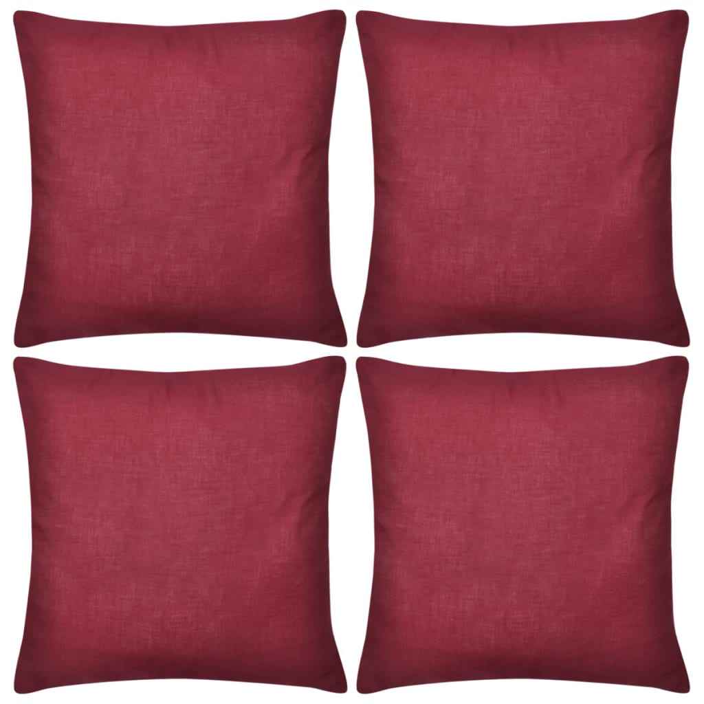 130931 4 Burgundy Cushion Covers Cotton 40 x 40 cm