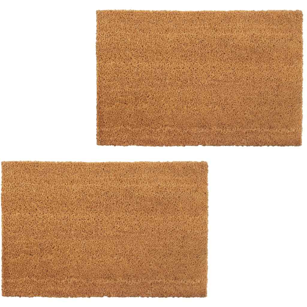 vidaXL Tapetes de porta em fibra de coco 2 pcs 24 mm 40x60 cm natural