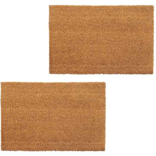 vidaXL Tapetes de porta em fibra de coco 2 pcs 24 mm 40x60 cm natural