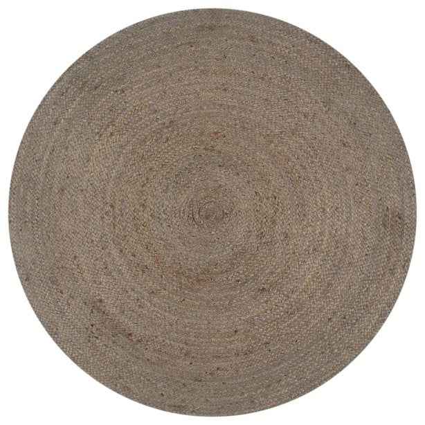 vidaXL Tapete artesanal em juta redondo 90 cm cinzento