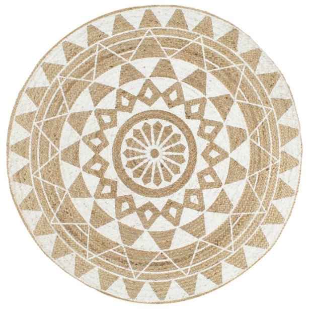 vidaXL Tapete artesanal em juta com impressão pintas 90 cm