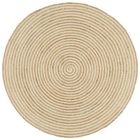 vidaXL Tapete artesanal em juta com design em espiral branco 120 cm