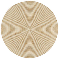 vidaXL Tapete artesanal em juta com design em espiral branco 90 cm