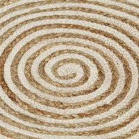 vidaXL Tapete artesanal em juta com design em espiral branco 120 cm