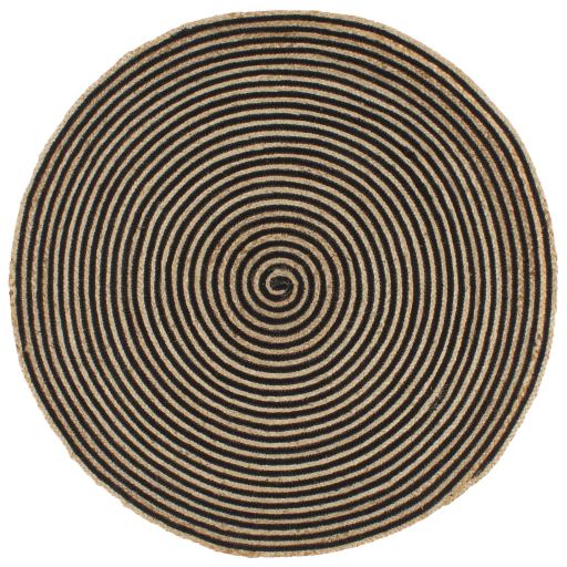 vidaXL Tapete artesanal em juta com design em espiral branco 90 cm