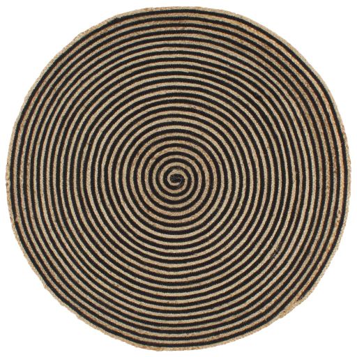 vidaXL Tapete artesanal em juta com design em espiral branco 90 cm