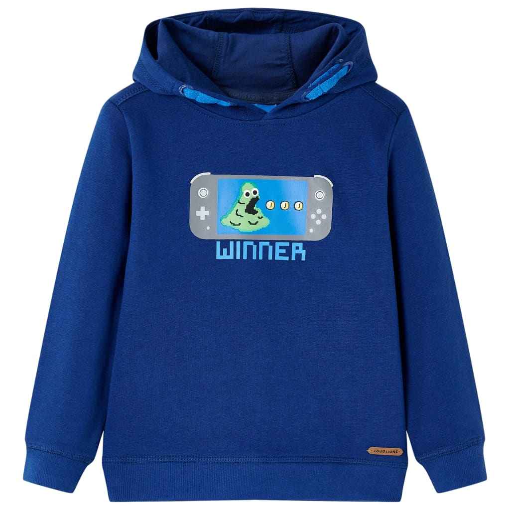 Sweatshirt para criança com capuz azul-escuro 92