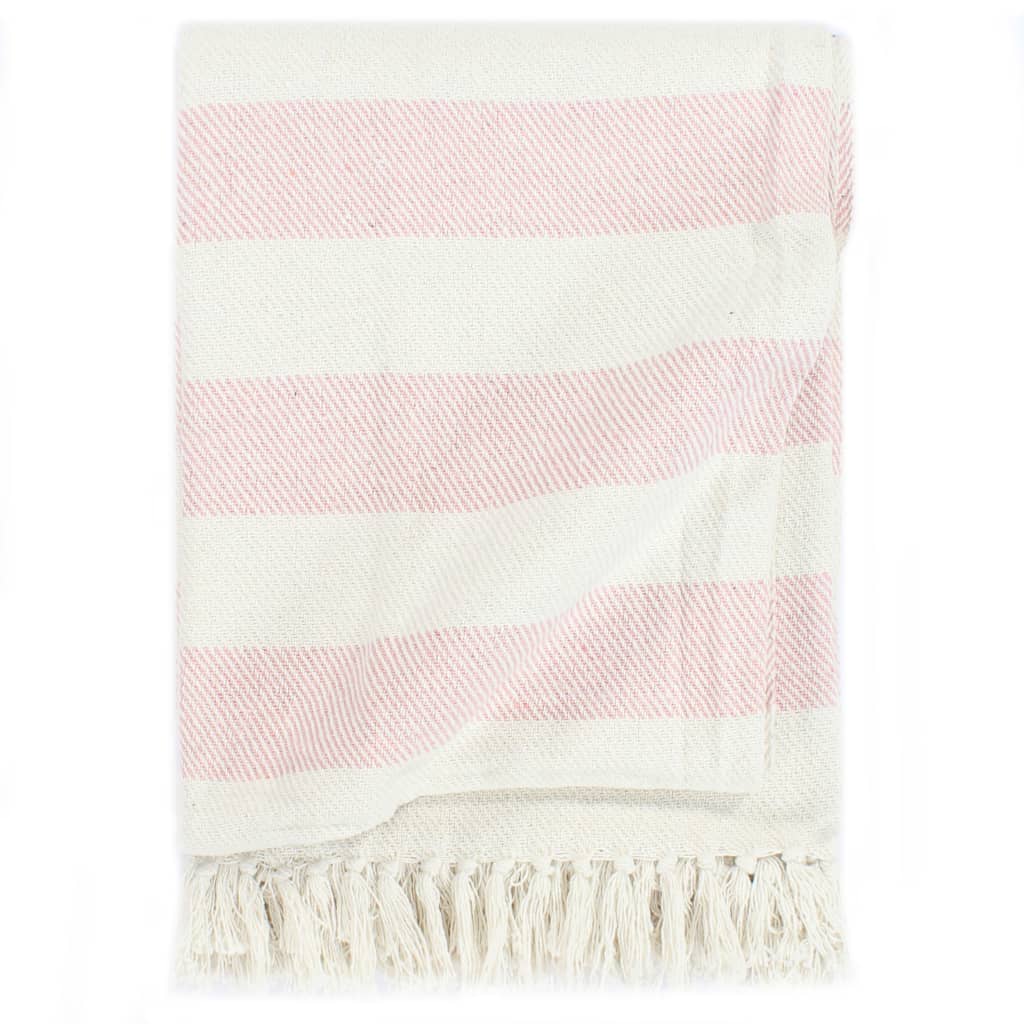 vidaXL Manta em algodão 125x150 cm riscas rosa velho