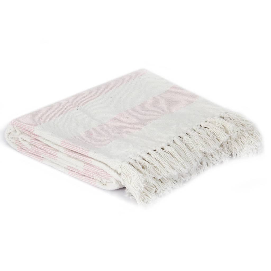 vidaXL Manta em algodão 125x150 cm riscas rosa velho