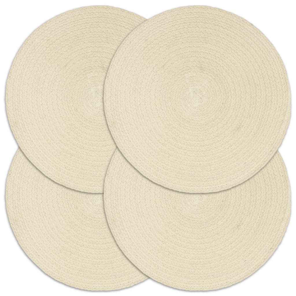 vidaXL Individuais de mesa 4 pcs em juta liso 38 cm redondo natural