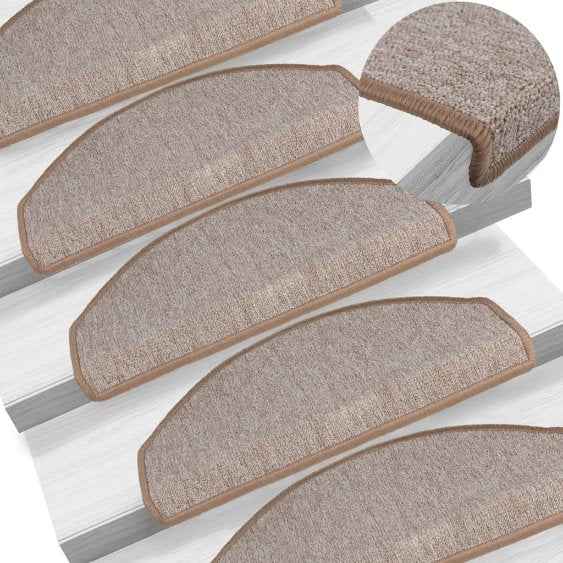 vidaXL Tapetes de escada 15 peças 56x17x3 cm antracite semicircular