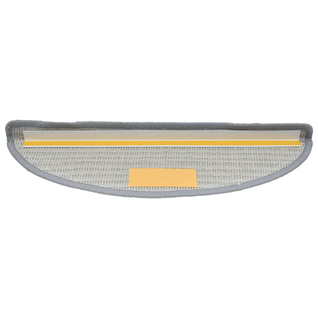 vidaXL Tapetes de escada 15 peças 56x17x3 cm cinza semicircular