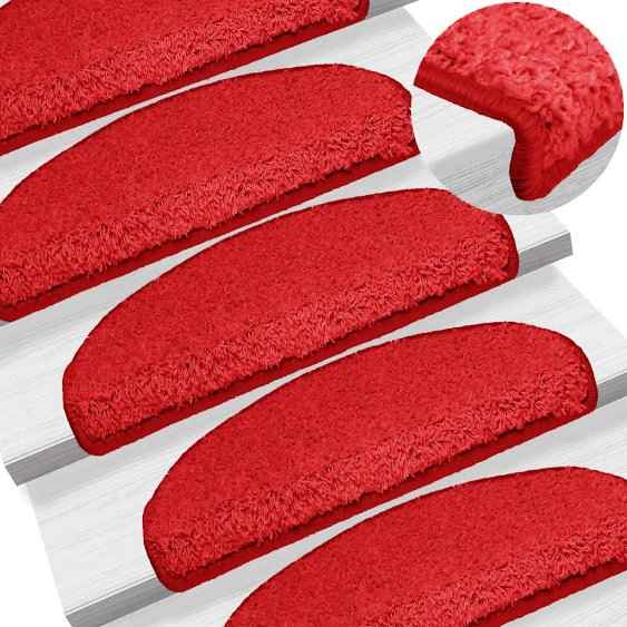 vidaXL Tapetes de escada 15 peças 56x17x3 cm cinza semicircular