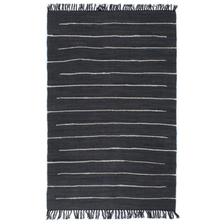 vidaXL Tapete chindi tecido à mão algodão 120x170 cm antracite