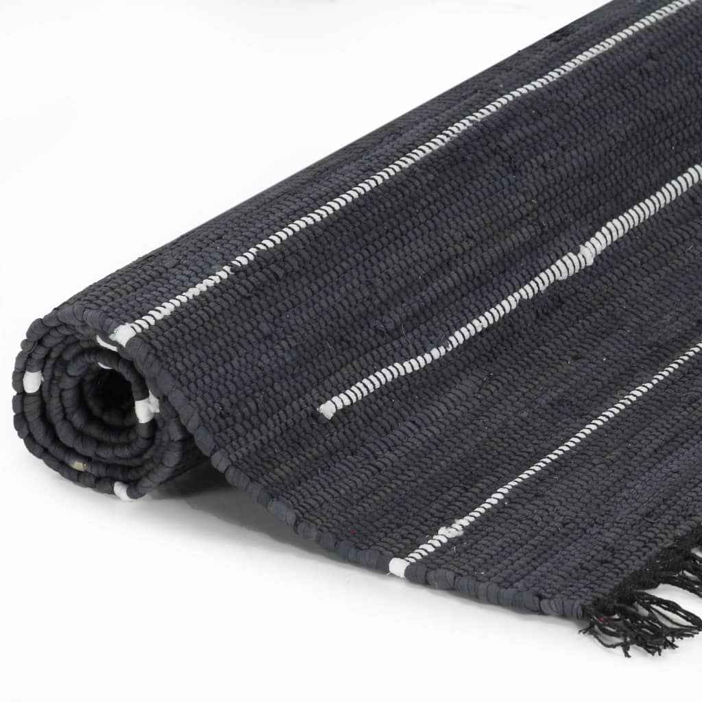 vidaXL Tapete chindi tecido à mão algodão 120x170 cm antracite