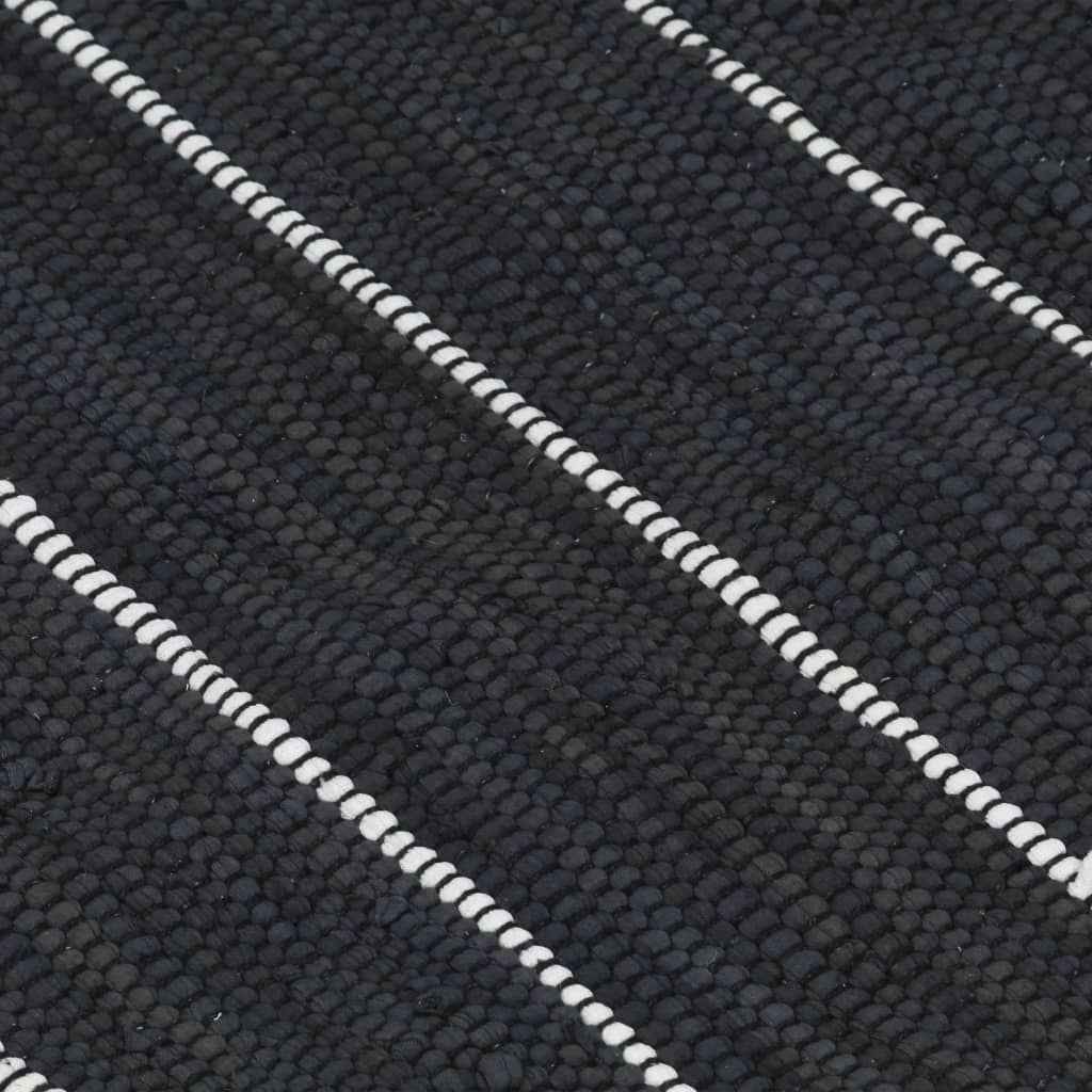 vidaXL Tapete chindi tecido à mão algodão 120x170 cm antracite