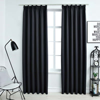 vidaXL Cortinas blackout com ganchos 2 pcs 140x175 cm preto