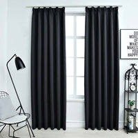 vidaXL Cortinas blackout com ganchos 2 pcs 140x175 cm preto